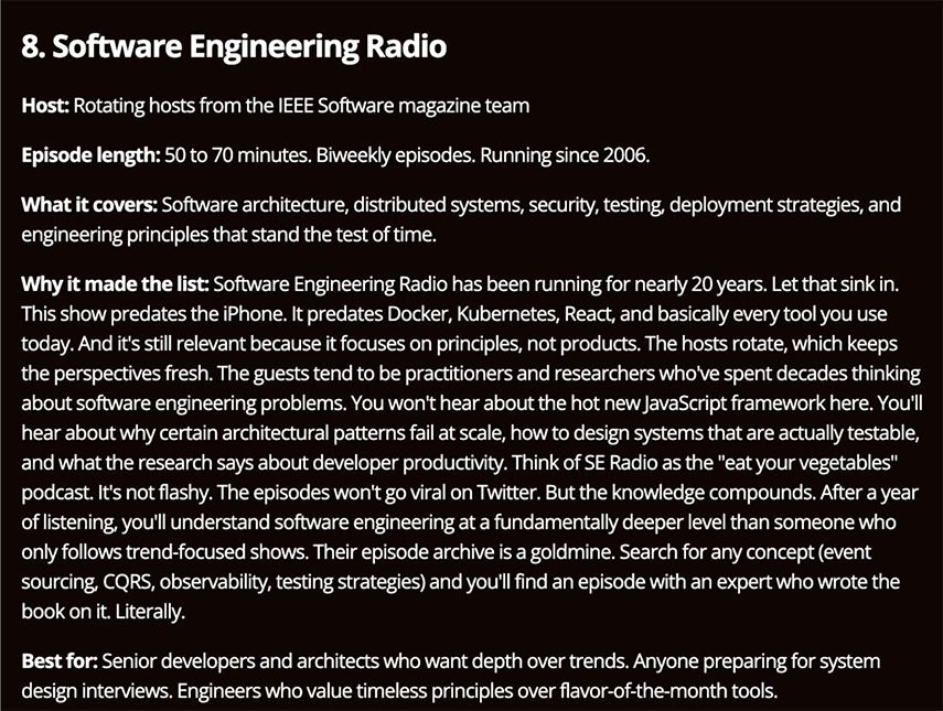 Rockstar Developer University - 8/12 Best Podcasts for Developers 
